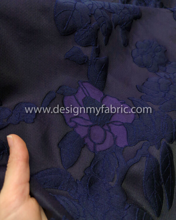 Purple and navy blue floral jacquard #99550 - Image 3