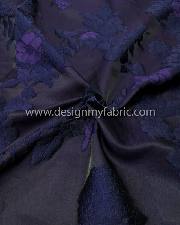 Purple and navy blue floral jacquard #99550 - Image 4