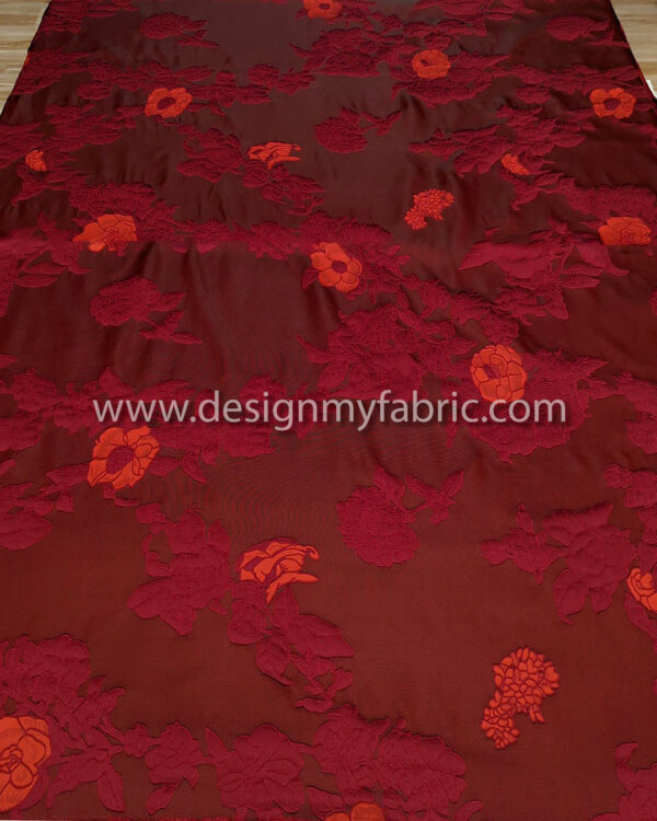 Burgundy floral jacquard #99552 - Image 8