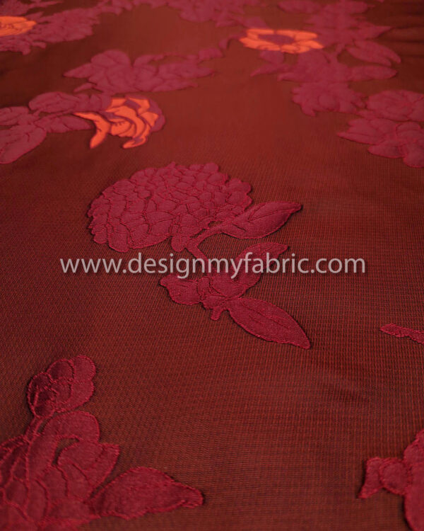 Burgundy floral jacquard #99552 - Image 4