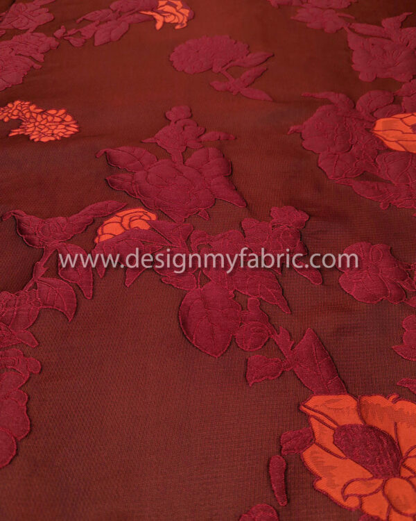 Burgundy floral jacquard #99552 - Image 6