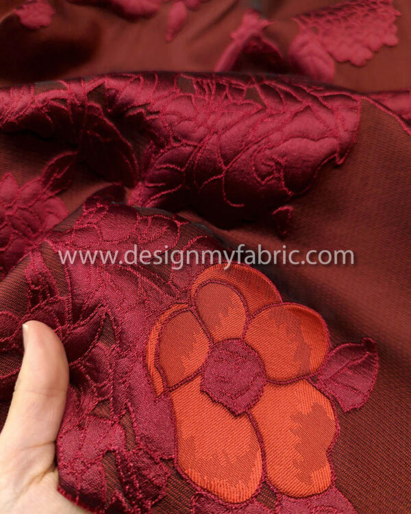 Burgundy floral jacquard #99552 - Image 3