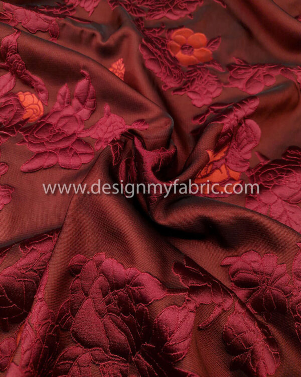 Burgundy floral jacquard #99552 - Image 7