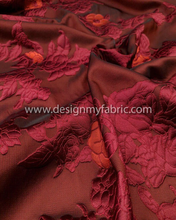 Burgundy floral jacquard #99552 - Image 5