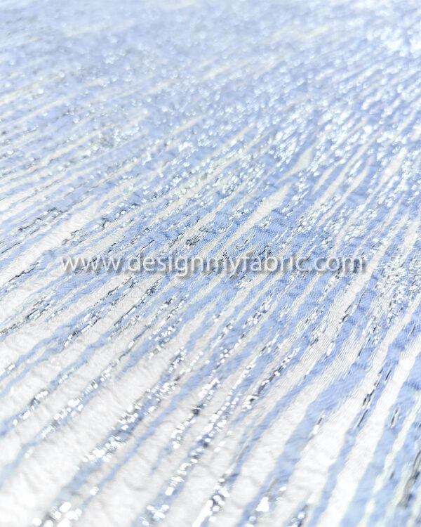 White organza with baby blue stripes #99557 - Image 2