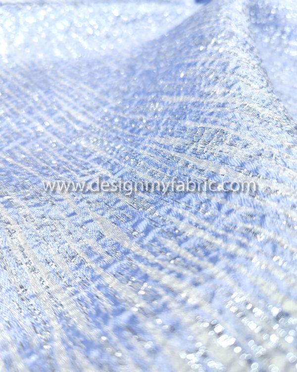 White organza with baby blue stripes #99557 - Image 4