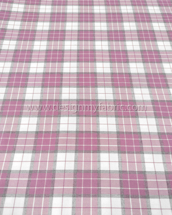 Pink and white tartan fabric #50947 - Image 7