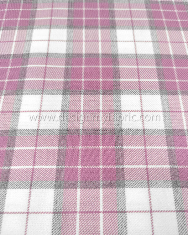 Pink and white tartan fabric #50947 - Image 2