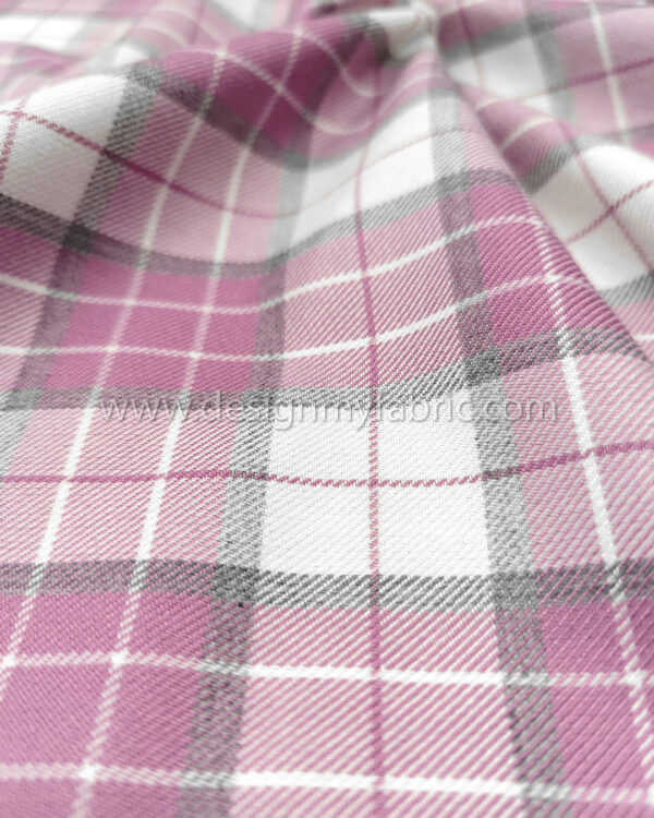 Pink and white tartan fabric #50947 - Image 5