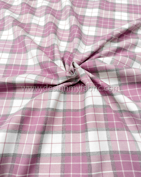 Pink and white tartan fabric #50947 - Image 6