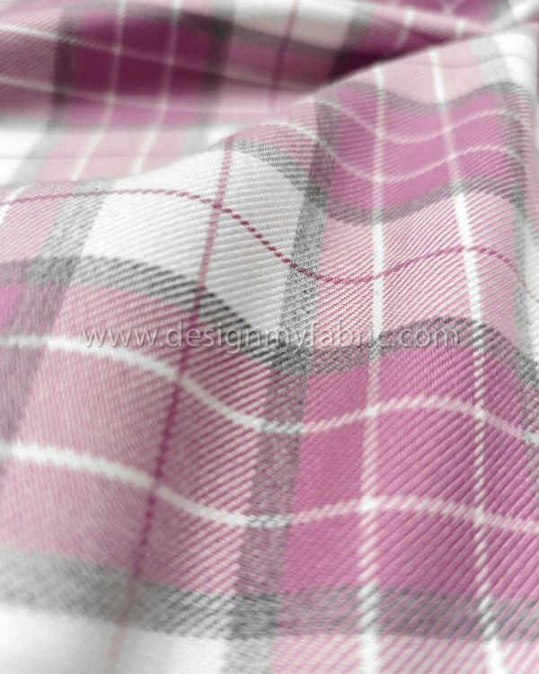 Pink and white tartan fabric #50947 - Image 4