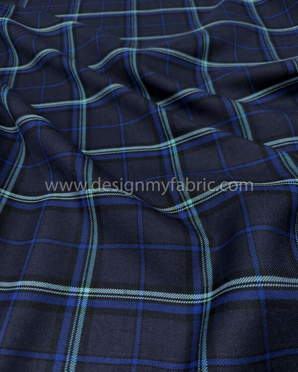 Blue tartan fabric #50950 - Image 4