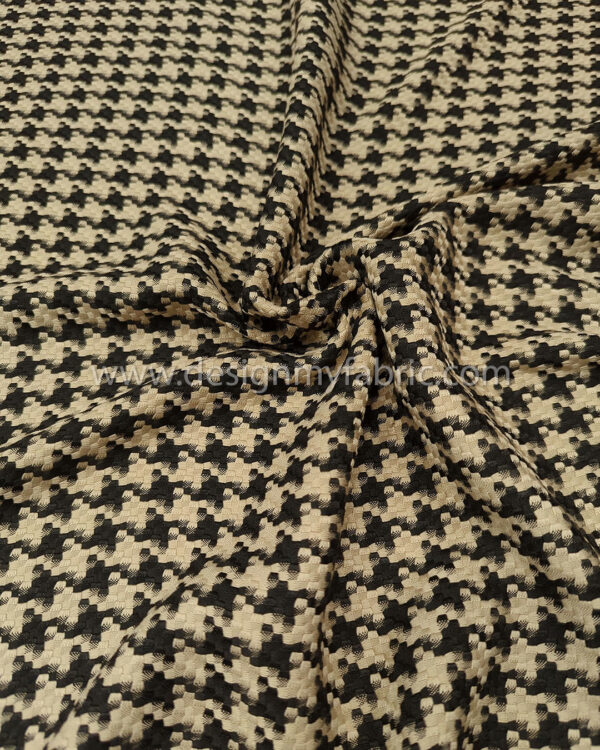 Beige and black houndstooth coating fabric #50462 - Image 5