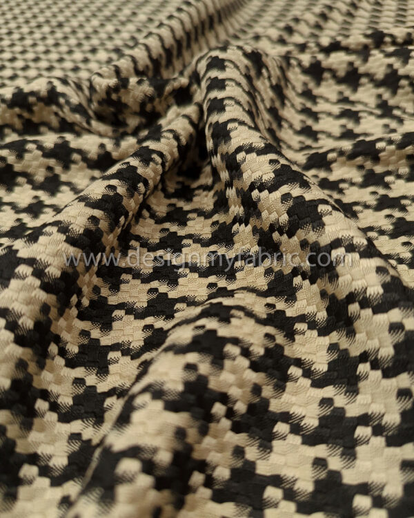 Beige and black houndstooth coating fabric #50462 - Image 4