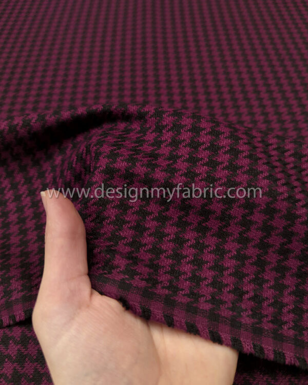 Purple and black houndstooth coating fabric #80988 - Image 3