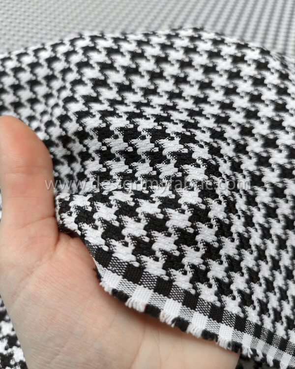 White and black houndstooth coating fabric #50466 - Image 3