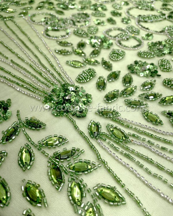 Green color embroidery couture lace - Image 2