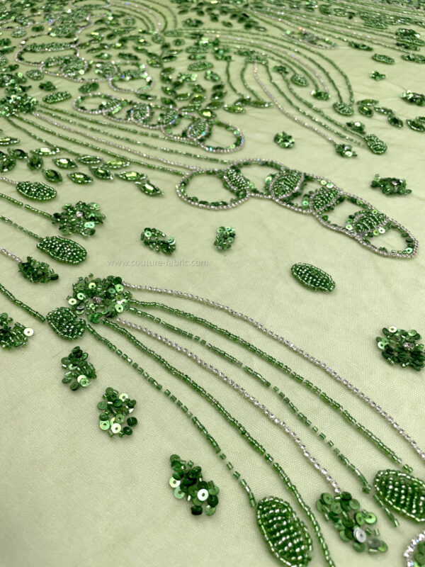 Green color embroidery couture lace - Image 15