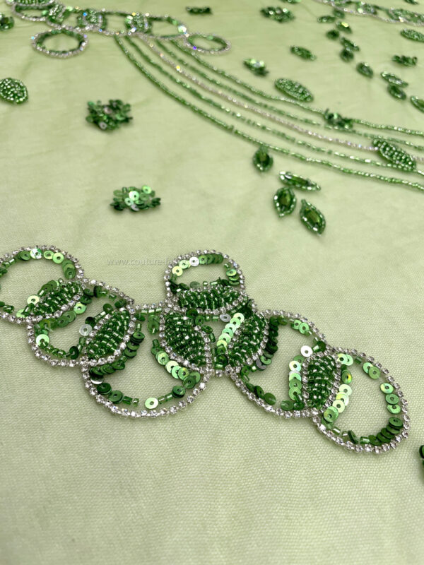 Green color embroidery couture lace - Image 16