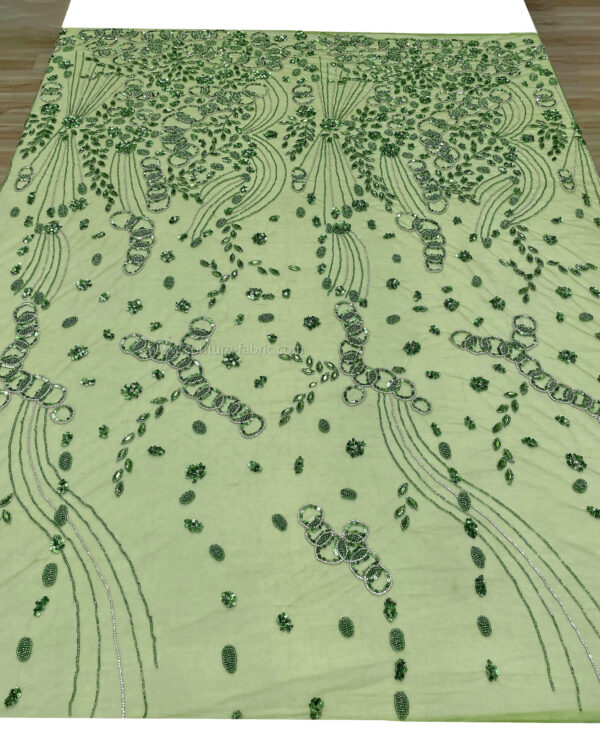 Green color embroidery couture lace - Image 19