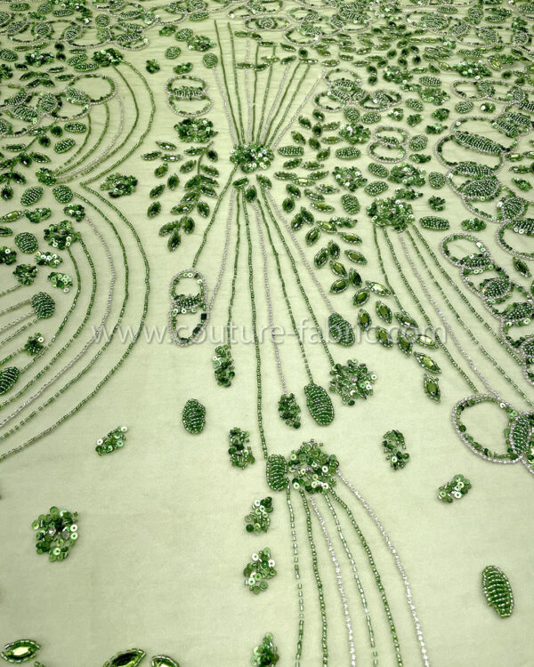 Green color embroidery couture lace - Image 7