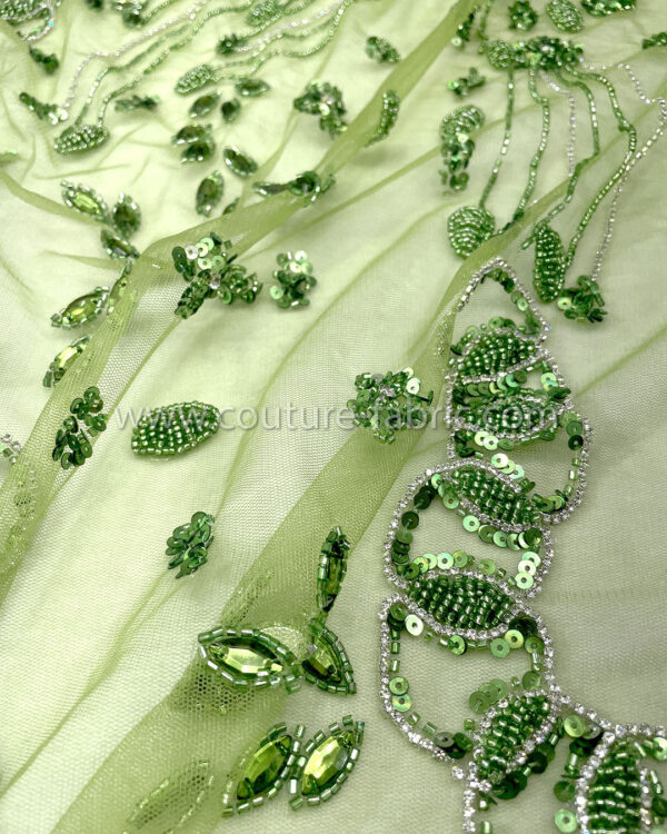 Green color embroidery couture lace - Image 3