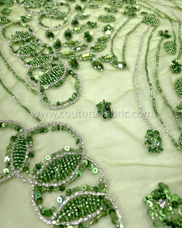 Green color embroidery couture lace - Image 6