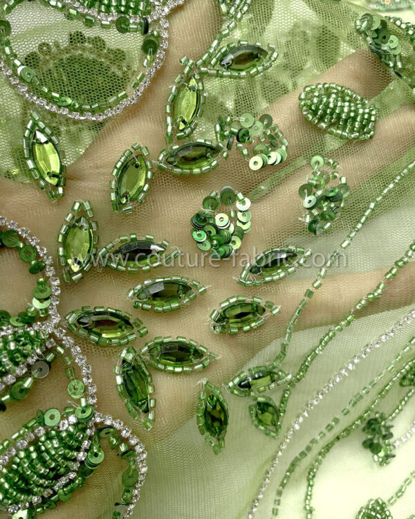 Green color embroidery couture lace - Image 4