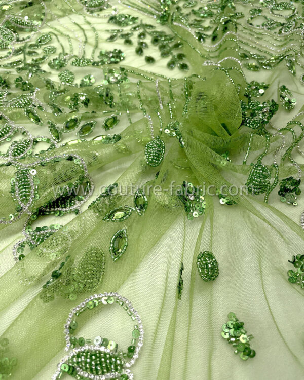 Green color embroidery couture lace - Image 9