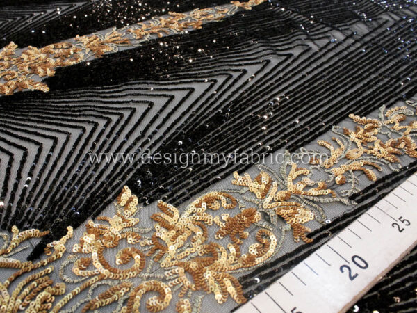 Black and gold baroque net fabric #91963 - Image 4