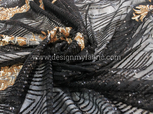 Black and gold baroque net fabric #91963 - Image 2