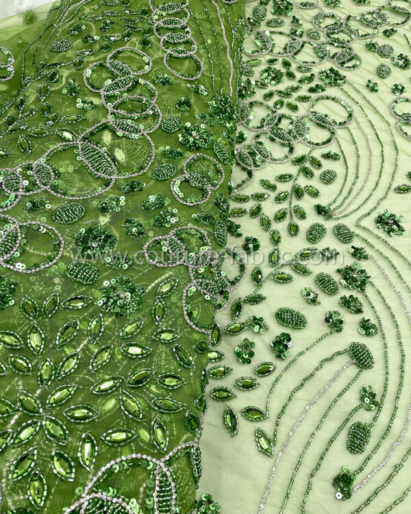 Green color embroidery couture lace - Image 18