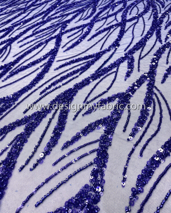 Blue pearls and sequined lace fabric #50520 - Image 2