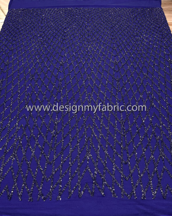 Blue pearls and sequined lace fabric #50515 - Image 8