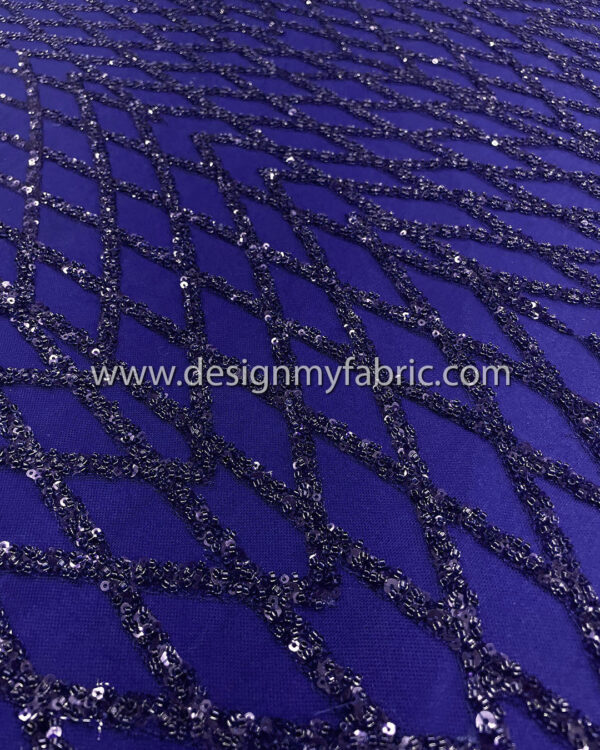 Blue pearls and sequined lace fabric #50515 - Image 6