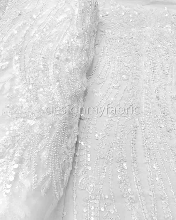 White flower bridal lace and sequines lace #51095 - Image 6