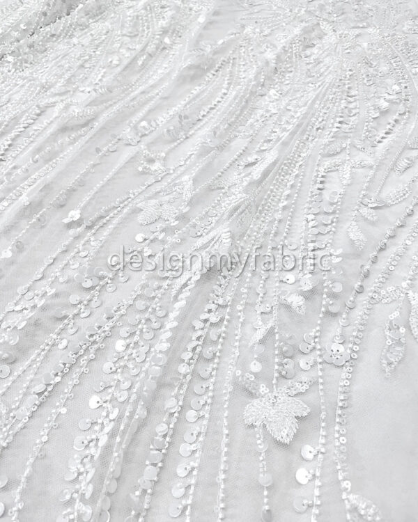 White flower bridal lace and sequines lace #51095 - Image 2