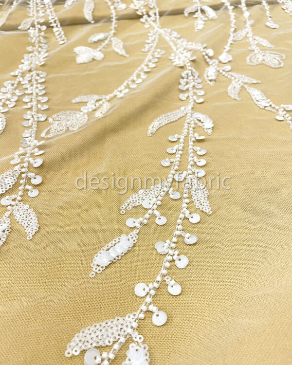 White flower bridal lace and sequines lace #51095 - Image 8