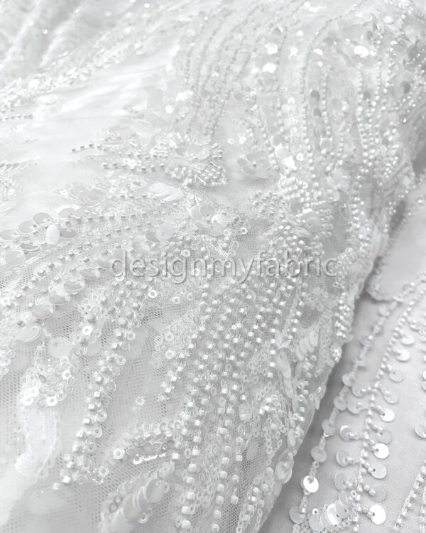 White flower bridal lace and sequines lace #51095 - Image 5