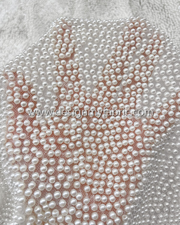 White pearls lace fabric #51106 - Image 3