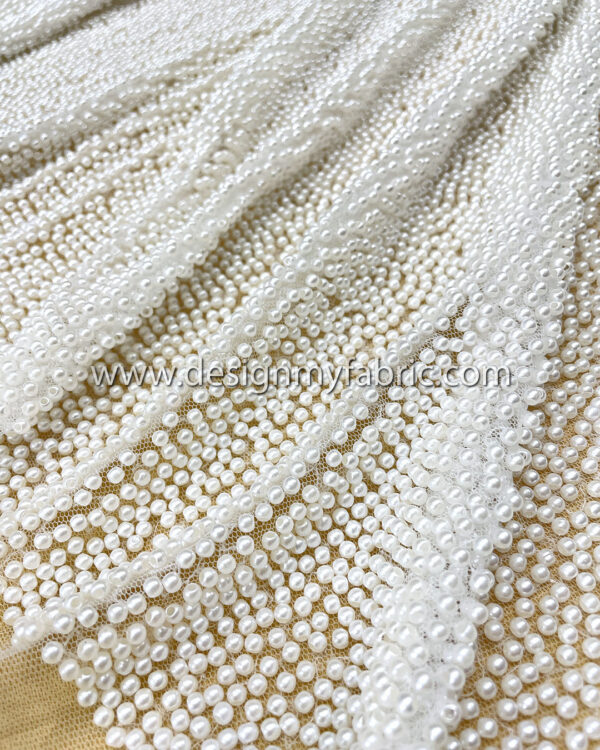 White pearls lace fabric #51106 - Image 5