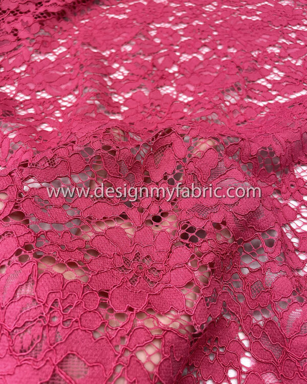 Magenta french lace fabric #50538 - Image 3