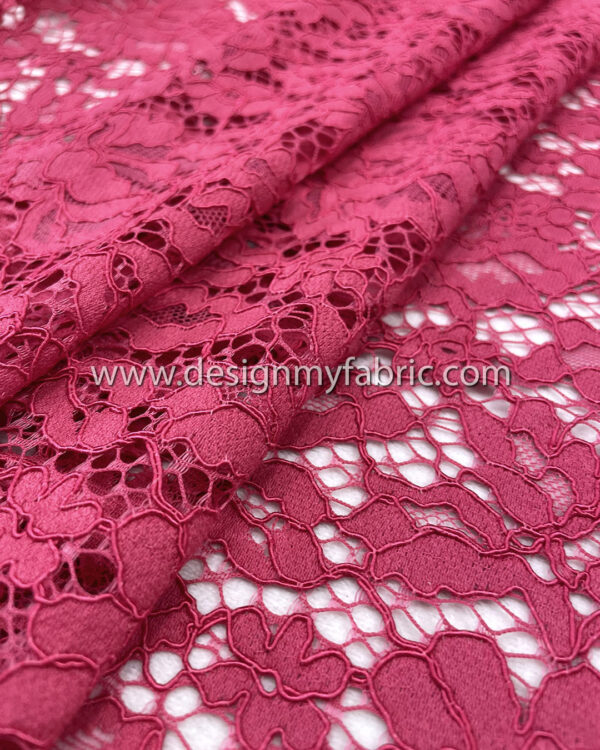 Magenta french lace fabric #50538 - Image 5