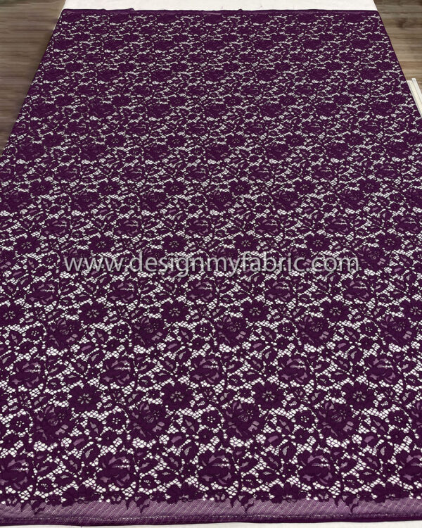 Dark Purple french lace fabric #50539 - Image 8