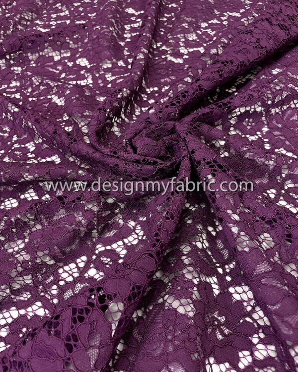 Dark Purple french lace fabric #50539 - Image 5