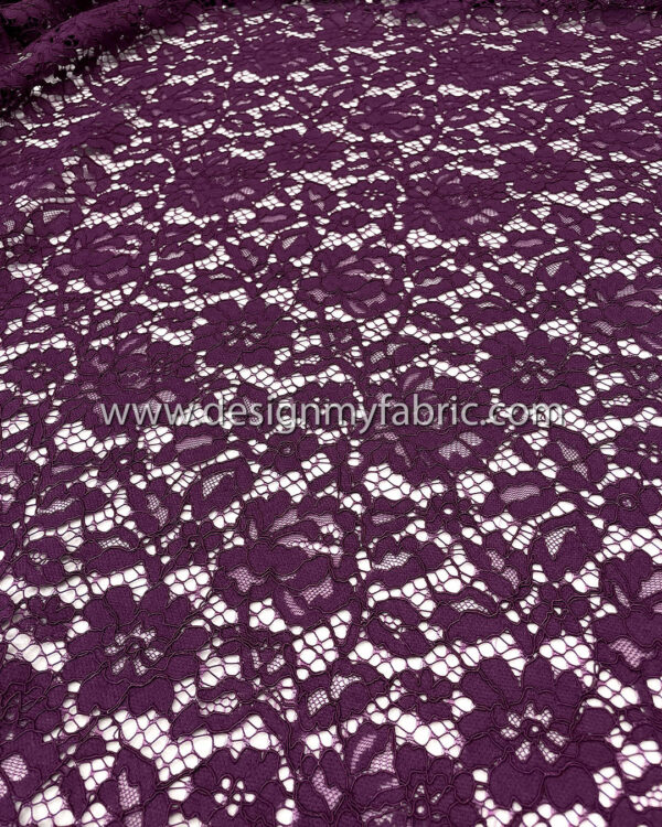 Dark Purple french lace fabric #50539 - Image 7