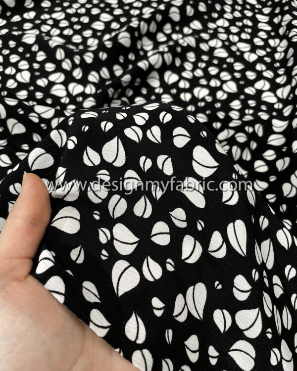 White heart and black crepe fabric #81977 - Image 3