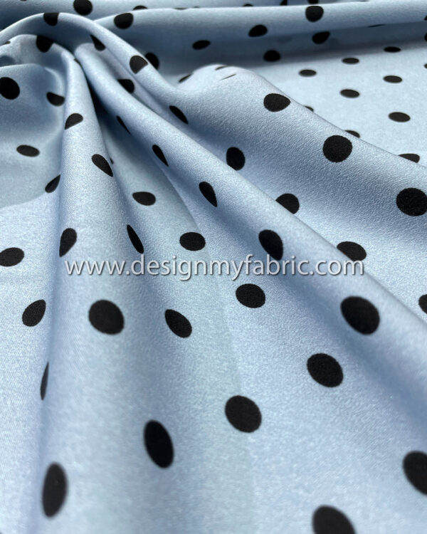 Baby blue satin with black dots #50264 - Image 3