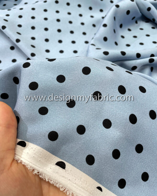 Baby blue satin with black dots #50264 - Image 2