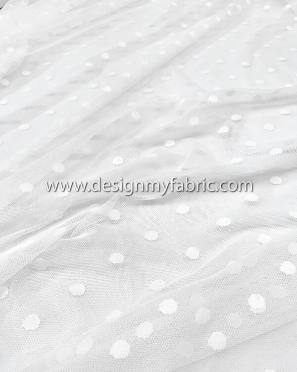 White polka dots lace fabric #20019 - Image 7